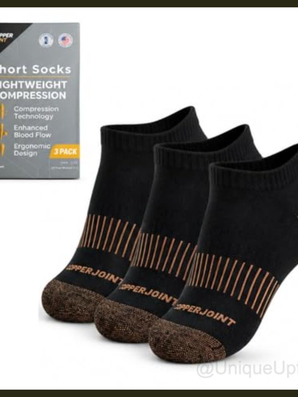 Copper Infused Nylon Ankle Compression Socks 3 Pairs